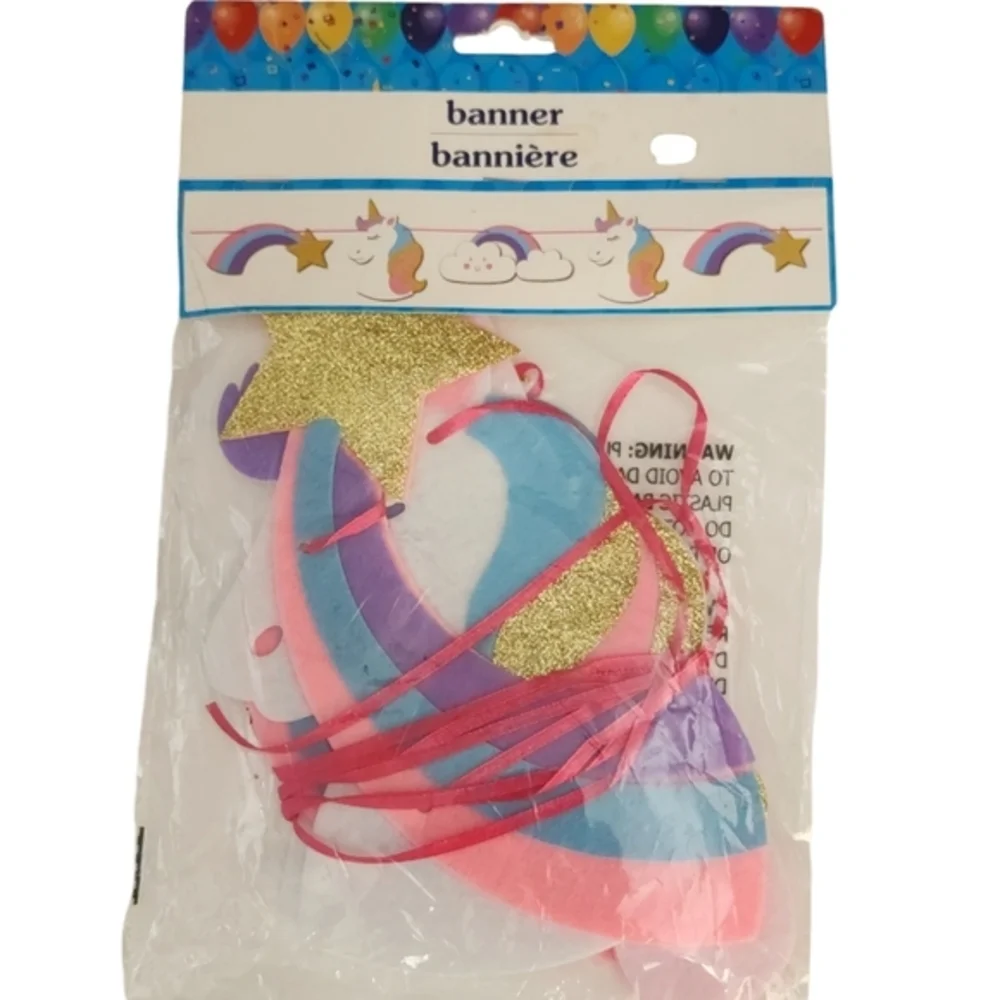 Birthday Supplies Unicorn Banners Streamer Ballon and Two‎ Packs of Cups NWT